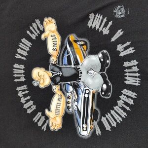 Vintage 90s Popeye The Sailor Man Black Short Sleeve Tee Shirt Race Car Muscle